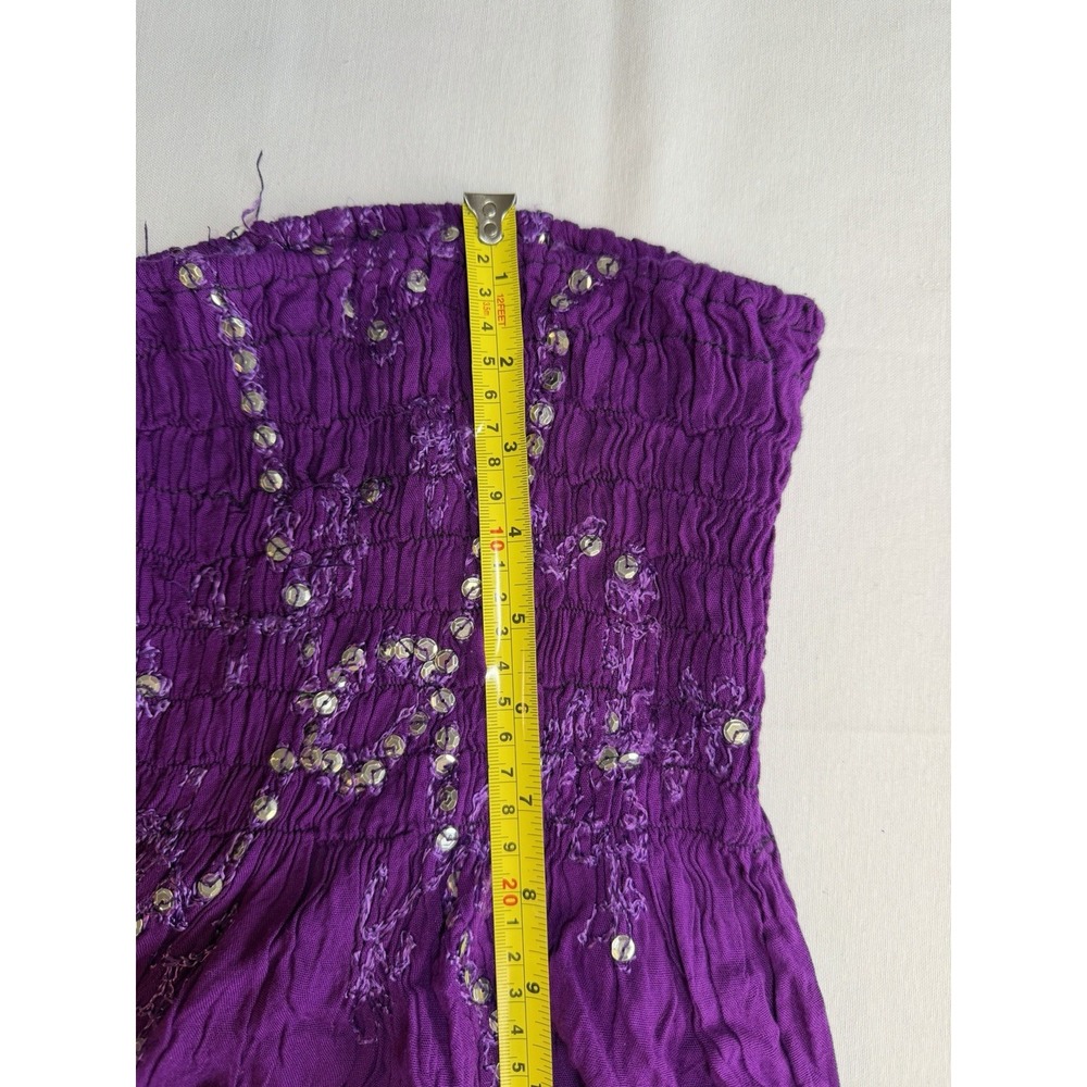 Handmade Girls Beach Dress Purple Hand Stitched Rhinestones One Size Fits All - Picture 3 of 4